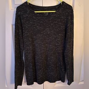 A New Day Black & White Heather Pima Cotton Long Sleeve Tee